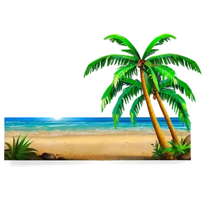 Beach Sunset Palm Trees PNG Img PNG