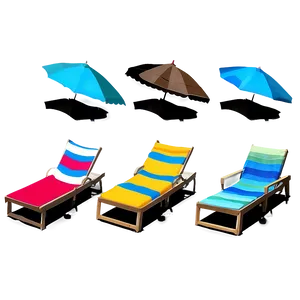 Beach Sunshade Loungers PNG Lgs3 PNG