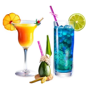 Beach Tropical Cocktails PNG Rig