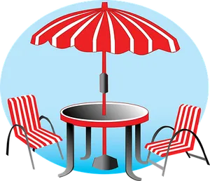 Beach Umbrellaand Chairs Graphic PNG image