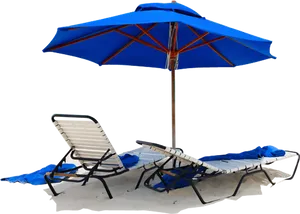 Beach Umbrellaand Sun Lounger PNG image