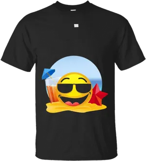 Beach Vibe Sunglasses Emoji Shirt PNG image