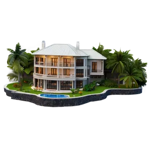 Beachfront Mansion Sunset PNG 77