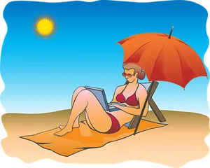 Beachside Remote Work Illustration