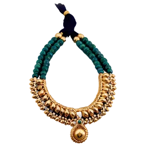 Beaded Gold Necklace PNG 06122024