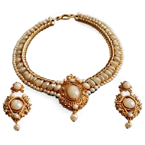 Beaded Gold Necklace PNG Kvi