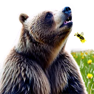 Bear And Bees PNG Uuk PNG