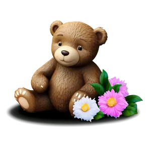 Bear And Flowers PNG 05032024