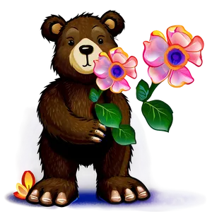 Bear And Flowers PNG 69
