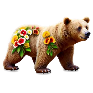 Bear And Flowers PNG Pmt57