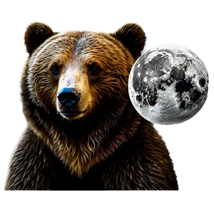 Bear And Moon PNG Jvy24