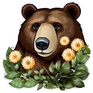 Bear Face With Flowers PNG 06292024 PNG