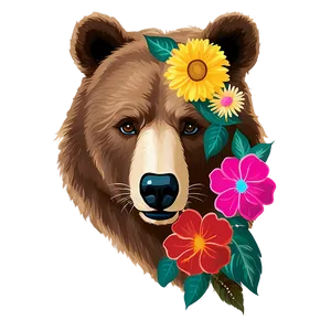 Bear Face With Flowers PNG Mur93 PNG