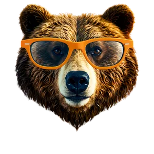Bear Face With Glasses PNG 06292024