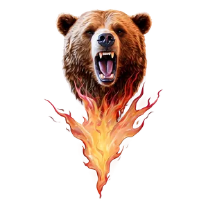 Bear Head On Fire PNG Ukg