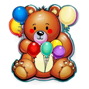 Bear With Balloons PNG 05032024