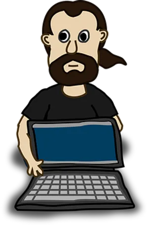 Bearded Cartoon Manwith Laptop