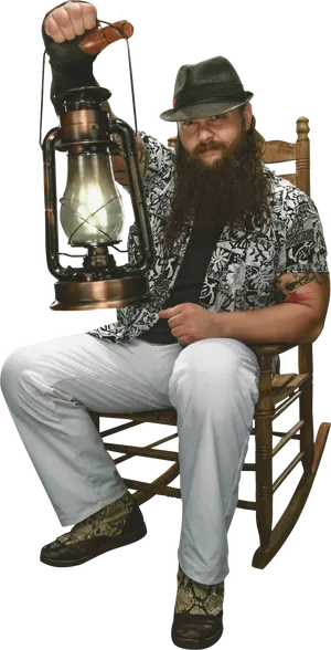 Bearded Man Holding Lantern PNG image