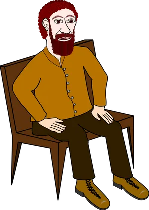 Bearded Man Sittingin Chair Illustration PNG image