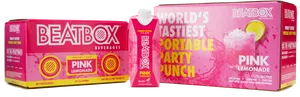 Beatbox Pink Lemonade Beverage Packaging PNG image