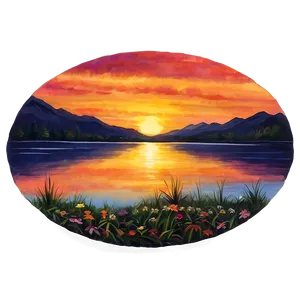 Beautiful Sunset Painting PNG Hcn PNG