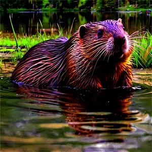 Beaver And River Scene Png Lso40 PNG image