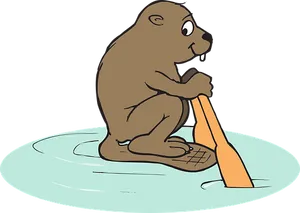 Beaver Ice Fishing Cartoon