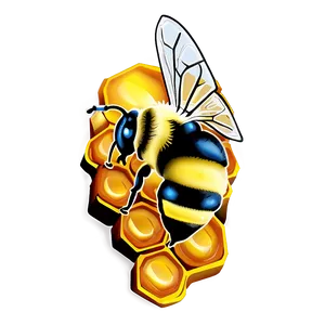 Bee On Honeycomb PNG 05232024