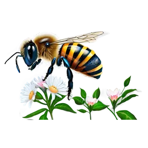 Bee With Flowers PNG 06252024 PNG