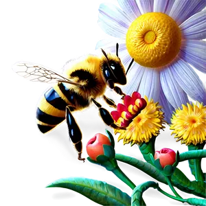 Bee With Flowers Png 06252024 PNG image