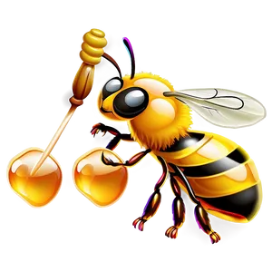 Bee With Honey Dipper Png Ytt61 PNG image