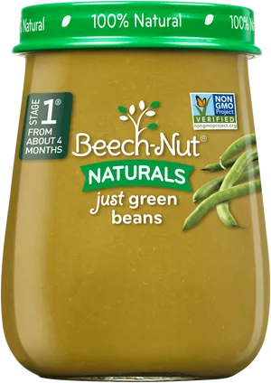 Beech Nut Naturals Green Beans Baby Food Jar PNG image