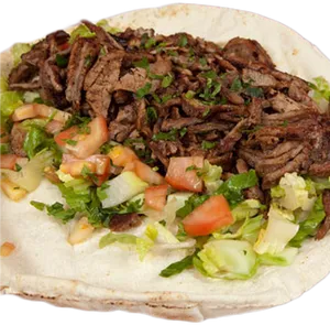 Beef Shawarmaon Pita Bread PNG image