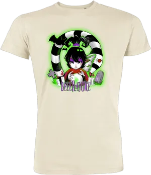 Beetlejuice Anime Style T Shirt Design PNG image