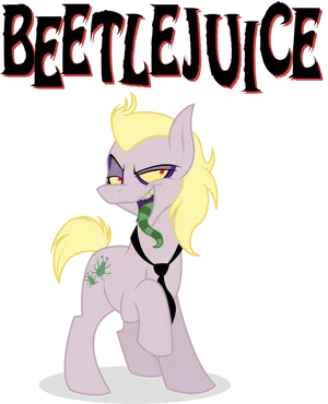 Beetlejuice Themed Pony Illustration PNG image