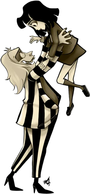 Beetlejuiceand Lydia Animated Dance PNG image