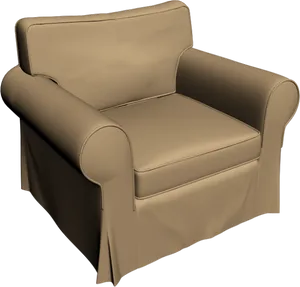 Beige Armchair3 D Model PNG image