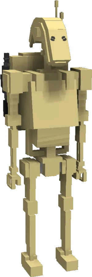 Beige Blocky Robot Model PNG image