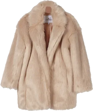 Beige Faux Fur Coat PNG image