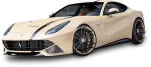 Beige Ferrari Supercar Profile View PNG image
