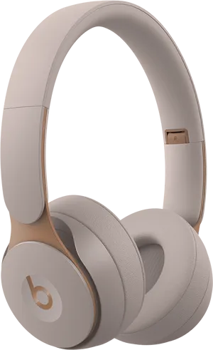 Beige Over Ear Headphones PNG image