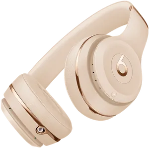 Beige Over Ear Headphones PNG image