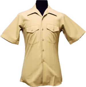 Beige Short Sleeve Dress Shirt PNG image