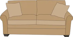 Beige Sofawith Cushions Vector PNG image