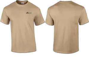 Beige T Shirt Front Back View PNG image
