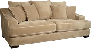 Beige Velvet Couch Black Background PNG image