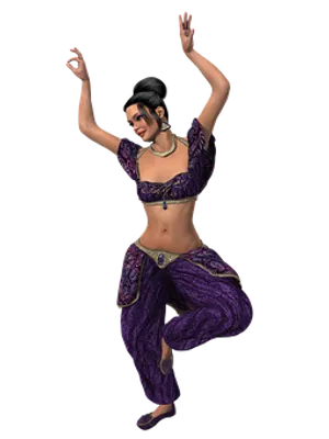 Belly Dancer Pose_ Purple Outfit