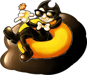 Bendy Cartoon Character Relaxing PNG image