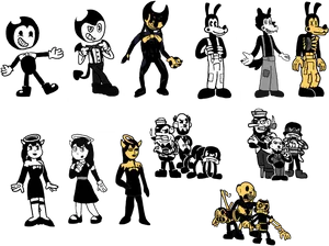 Bendy_ Characters_ Collection PNG image