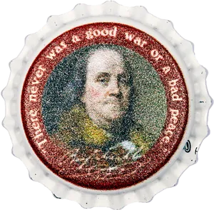 Benjamin Franklin Beer Quote Bottle Cap PNG image